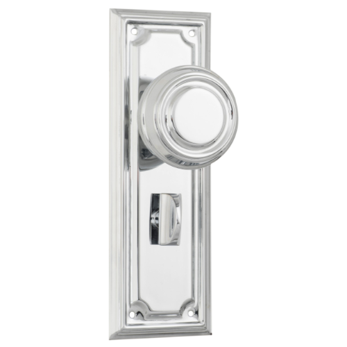 Door Knob Edwardian Privacy Pair Chrome Plated H185xW60xP57mm in Chrome Plated