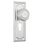 Door Knob Edwardian Euro Pair Satin Chrome H185xW60xP57mm in Satin Chrome