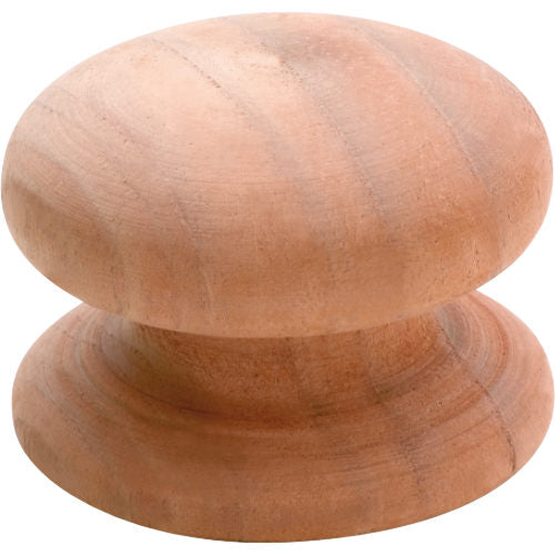 Tradco Timber Cupboard Knob showing a classic wooden handle with a smooth finish on a light wood cabinet door.