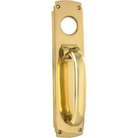 Pull Handle Knocker Art Deco Cylinder Hole Polished Brass H240xW60mm in Polished Brass