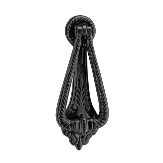 Door Knocker Edwardian Matt Black H175xW70mm in Matt Black