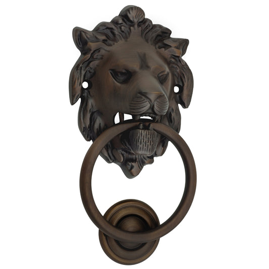 Door Knocker Lion Antique Brass D93xP55mm BP103x135mm in Antique Brass