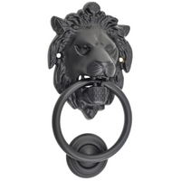 Door Knocker Lion Matt Black D93xP55mm BP103x135mm in Matt Black