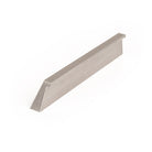 Stainless steel Momo RAIL cabinet pull handle with sleek, modern design, mounted on a cabinet door for easy opening.