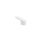 Momo LUV angled cabinet knob in white with a sleek, modern design, mounted on a cabinet door.