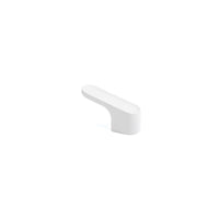 Momo LUV angled cabinet knob in white with a sleek, modern design, mounted on a cabinet door.