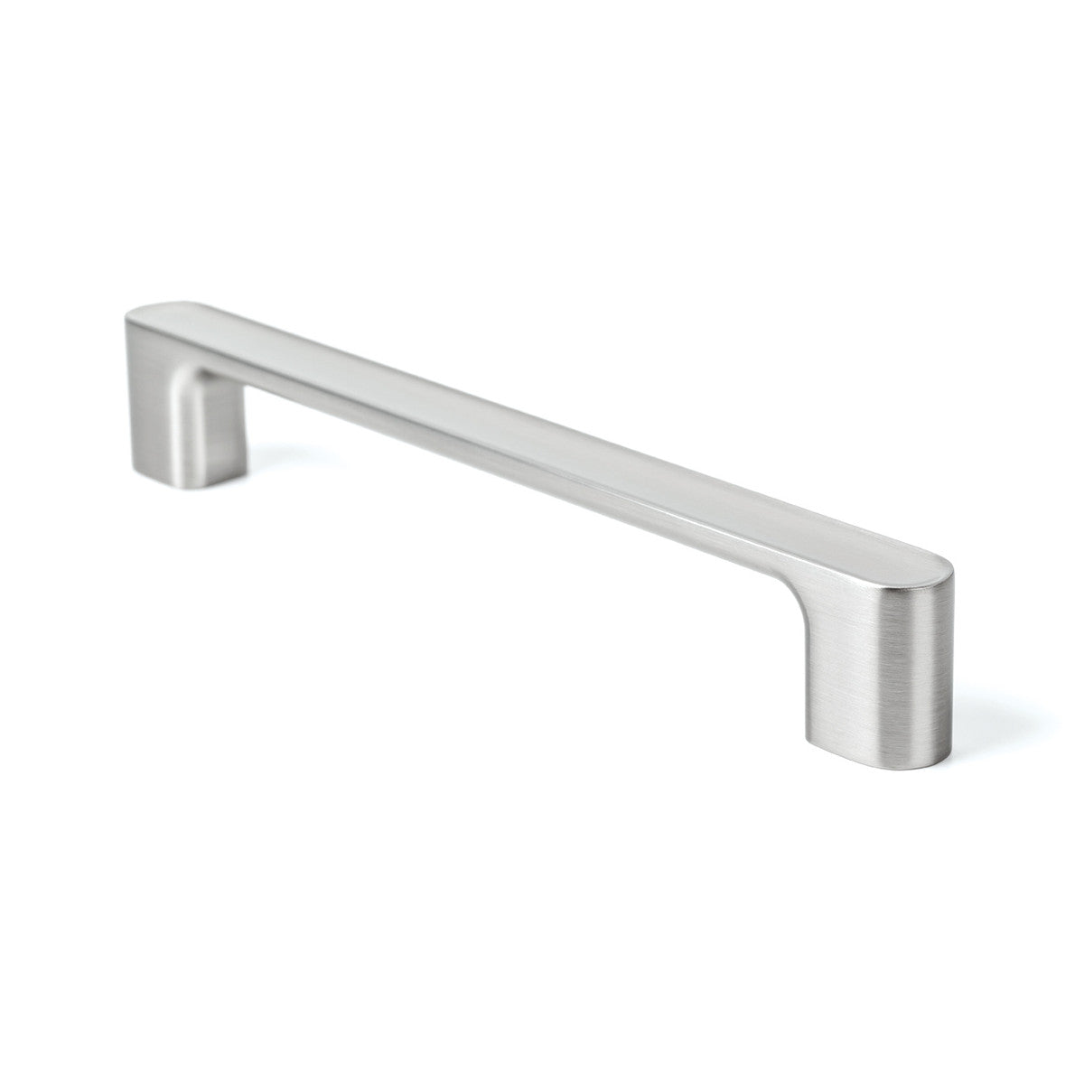 Momo LUV cabinet pull handle in brown with a sleek, modern design, mounted on a wooden cabinet door.