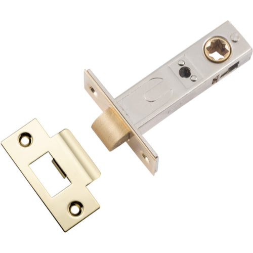 Tube Latch Split Cam 'T' Striker Polished Brass Backset 60mm in Polished Brass