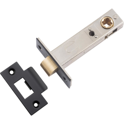 Tube Latch Split Cam 'T' Striker Matt Black Backset 70mm in Matt Black