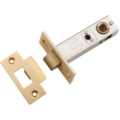 Tube Latch Split Cam 'T' Striker Brushed Brass Backset 60mm in Brushed Brass