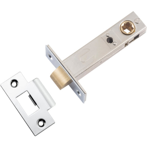 Tube Latch Split Cam Hard Sprung 'T' Striker Polished Chrome Backset 70mm in Polished Chrome