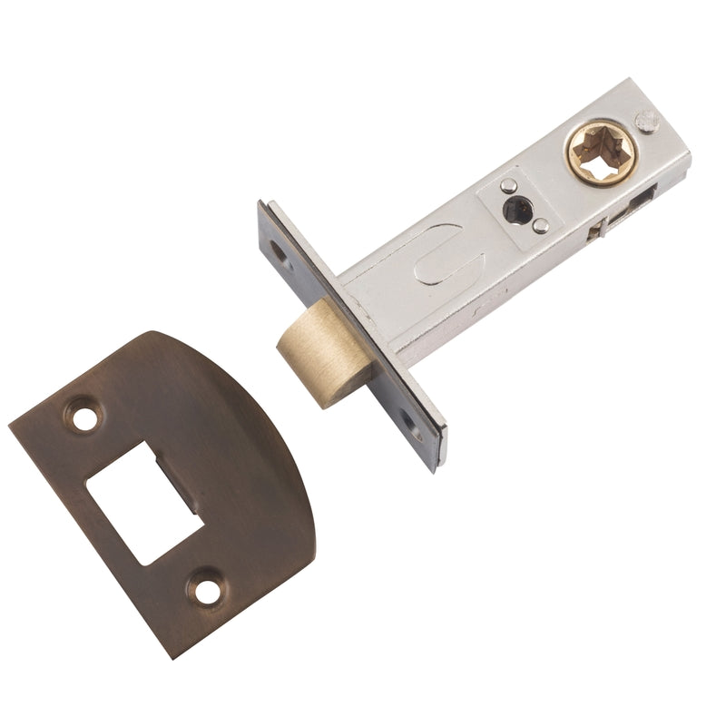 Tube Latch Split Cam Hard Sprung 'D' Striker Antique Brass Backset 60mm in Antique Brass