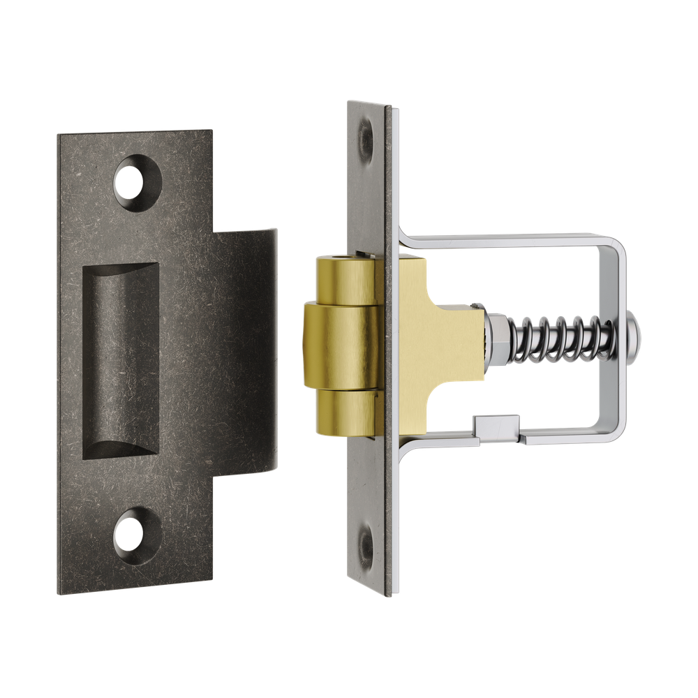 Tube Latch Roller with Face Plate & Striker Distressed Nickel in Distressed Nickel