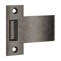 Iver Extended Strike for Roller Tube Latch, architectural hardware with metal strike plate and mounting hardware.