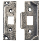 Tube Latch Split Cam Face Plate & Striker Kit Rebated Rumbled Nickel H95xW38mm in Rumbled Nickel