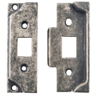 Tube Latch Split Cam Face Plate & Striker Kit Rebated Rumbled Nickel H95xW38mm in Rumbled Nickel