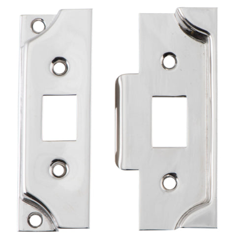Tube Latch Split Cam Face Plate & Striker Kit Rebated Polished Nickel H95xW38mm in Polished Nickel