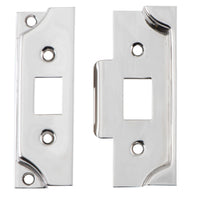 Tube Latch Split Cam Face Plate & Striker Kit Rebated Polished Nickel H95xW38mm in Polished Nickel