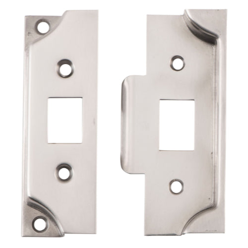 Tube Latch Split Cam Face Plate & Striker Kit Rebated Satin Nickel H95xW38mm in Satin Nickel