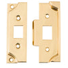 Tube Latch Split Cam Face Plate & Striker Kit Rebated Polished Brass H95xW38mm in Polished Brass