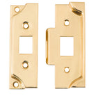 Tube Latch Split Cam Face Plate & Striker Kit Rebated Polished Brass H95xW38mm in Polished Brass