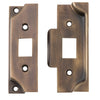 Tube Latch Split Cam Face Plate & Striker Kit Rebated Antique Brass H95xW38mm in Antique Brass