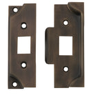 Tube Latch Split Cam Face Plate & Striker Kit Rebated Antique Brass H95xW38mm in Antique Brass