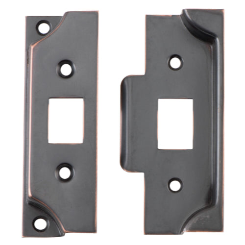 Tube Latch Split Cam Face Plate & Striker Kit Rebated Antique Copper H95xW38mm in Antique Copper