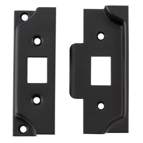 Tube Latch Split Cam Face Plate & Striker Kit Rebated Matt Black H95xW38mm in Matt Black