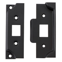 Tube Latch Split Cam Face Plate & Striker Kit Rebated Matt Black H95xW38mm in Matt Black