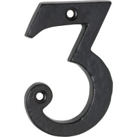 Numeral 3 Iron Matt Black H75mm in Iron Matt Black