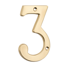 Tradco Numerals- 3 - Polished Brass / H100mm in Polished Brass
