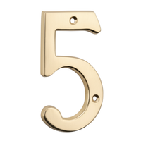 Numeral 5 Polished Brass H100mm in Polished Brass