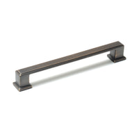 Momo LUCCA cabinet pull handle in antique brass finish, sleek metal design for kitchen or furniture drawers and cabinets.