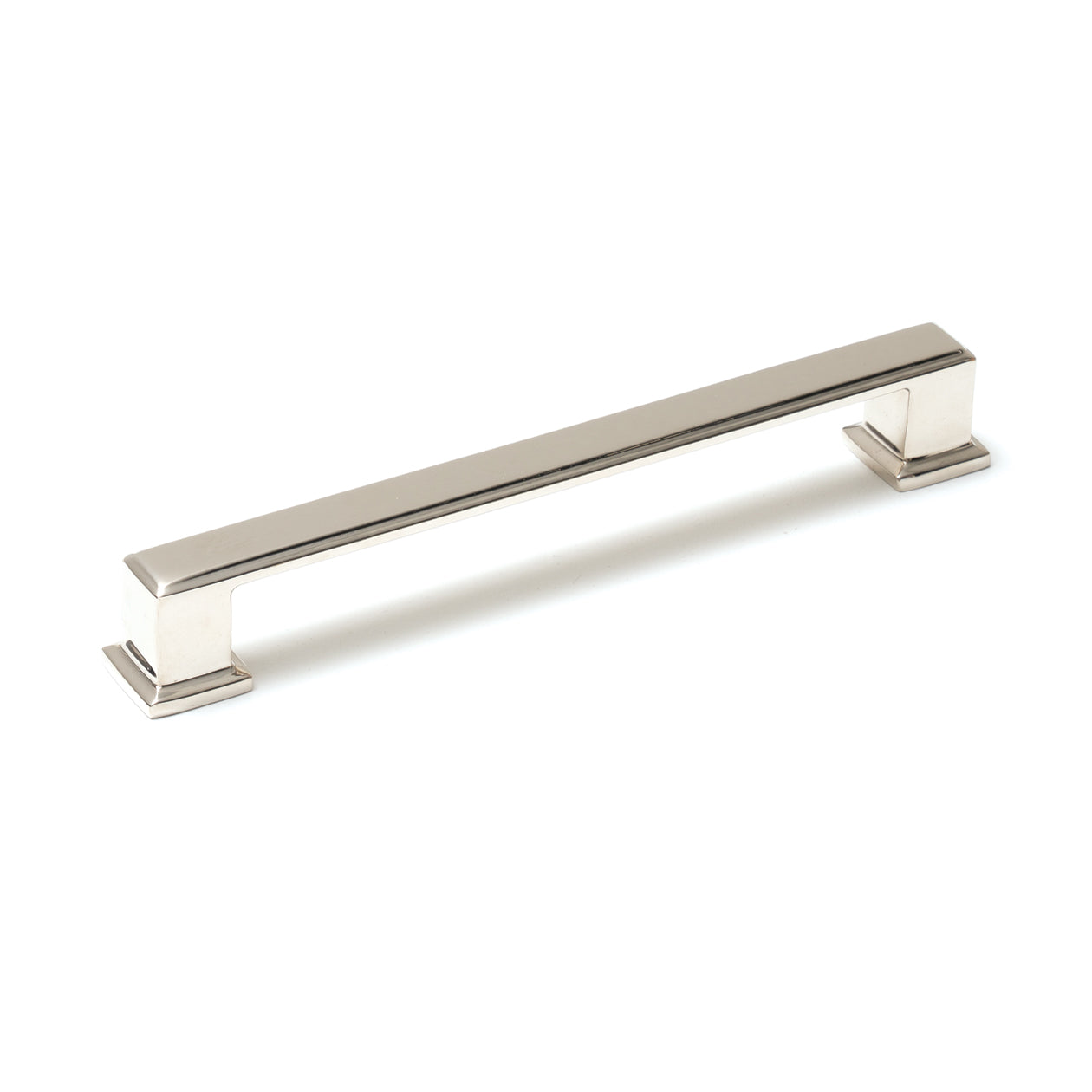 Momo LUCCA cabinet pull handle in polished nickel finish, featuring sleek, modern design for furniture drawers and cabinets.