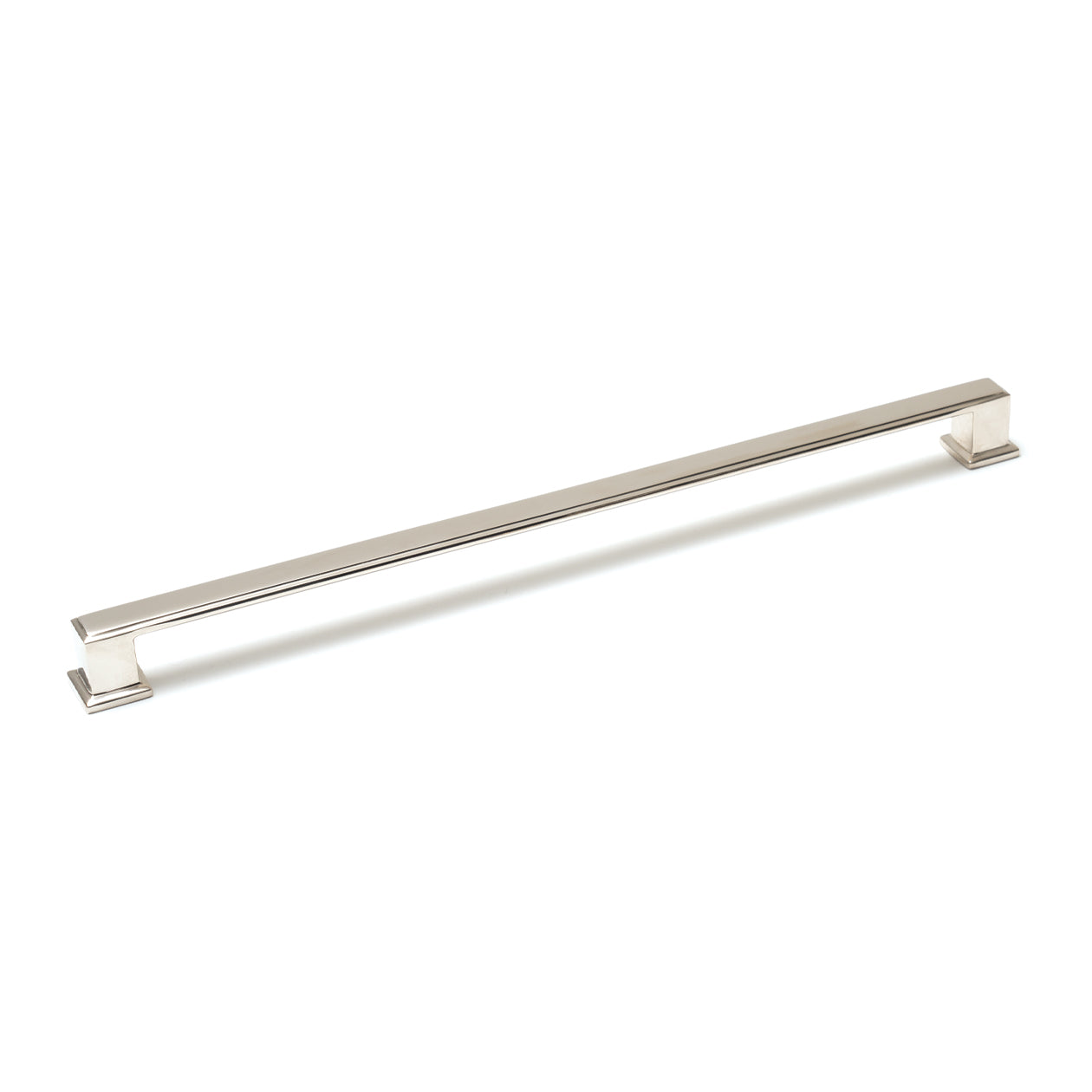 Momo LUCCA cabinet pull handle in polished nickel finish, showcasing a sleek, modern design for kitchen or furniture drawers.