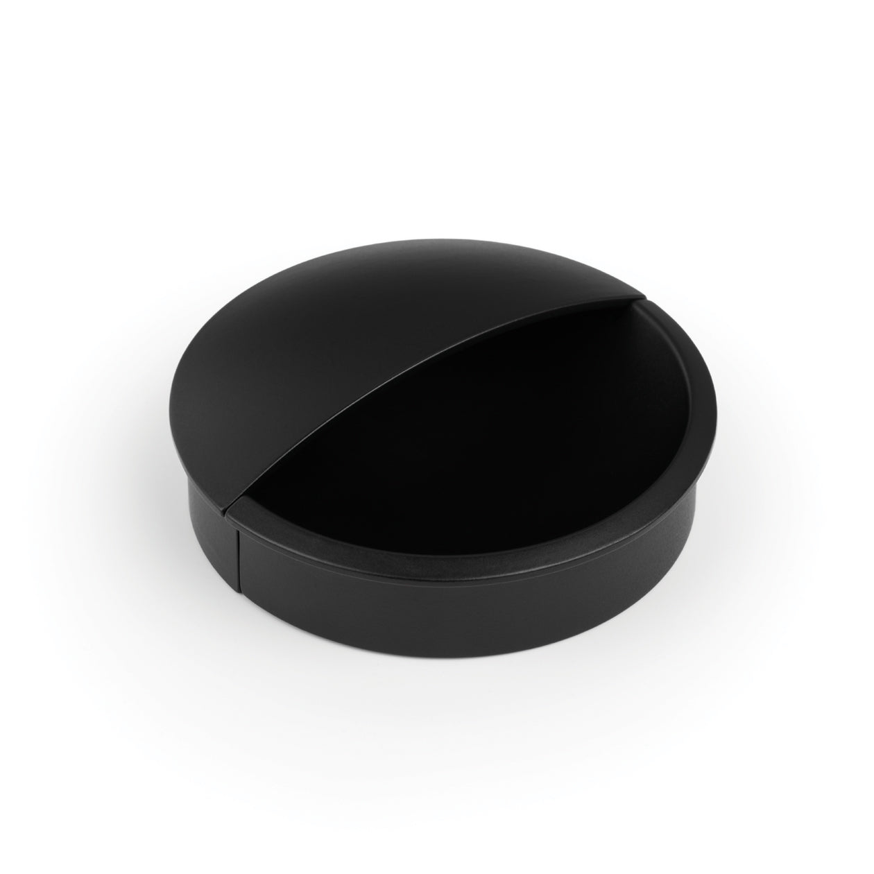 Momo LIDD flush pull handle in matte black finish, showcasing sleek, modern design for cabinetry or furniture installation.