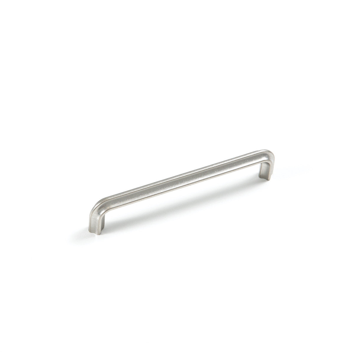Momo LUMI cabinet pull handle in brushed nickel finish, sleek modern design for kitchen or bathroom cabinetry.