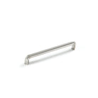 Momo LUMI cabinet pull handle in brushed nickel finish, sleek modern design for kitchen or bathroom cabinetry.