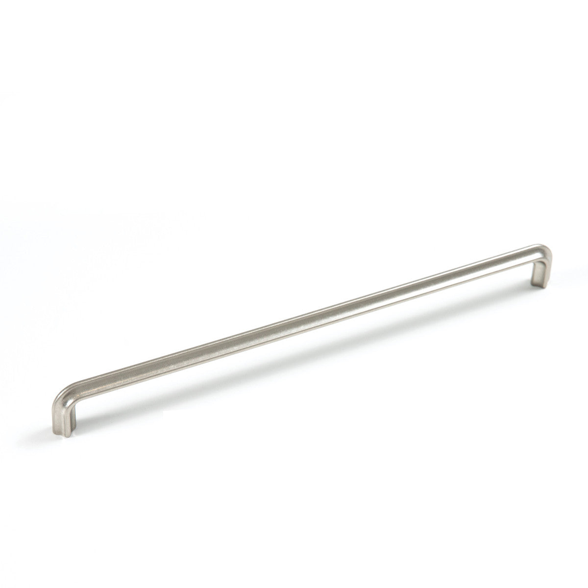 Momo LUMI Cabinet Pull Handle in brushed metal finish, mounted on a modern cabinet door, showcasing sleek hardware design.