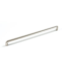 Momo LUMI Cabinet Pull Handle in brushed metal finish, mounted on a modern cabinet door, showcasing sleek hardware design.