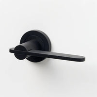 Lo & Co Interiors Intersect Lever door handle in a sleek, modern finish with a curved design and mounting plate.