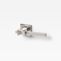 Lo & Co Forma Lever door handle in brushed nickel finish, featuring sleek modern design and ergonomic shape.