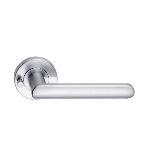 MDZ Lever 16 on Integrated Privacy Ø53 Round Rose, inc. Privacy Latch. in Satin Chrome