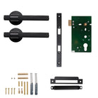 Momo BELGRAVIA knurled lever handle in matte black, showcasing textured grip and sleek design for interior doors.