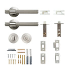 Momo Belgravia knurled lever handle with polished brass finish, featuring textured grip and elegant design for interior doors.