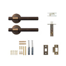 Momo Belgravia lined lever handle with polished brass finish, featuring a sleek, modern design for interior door installation