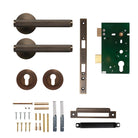 Momo Bellevue lined lever handle in bronze finish for door entry, featuring a stylish and durable design.