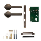 Momo Bellevue lined lever handle with bronze finish, featuring a sleek, polished design for door hardware.