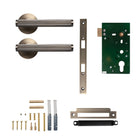 Momo Bellevue lined lever handle with pass lock, featuring a sleek, modern design in dark bronze finish.